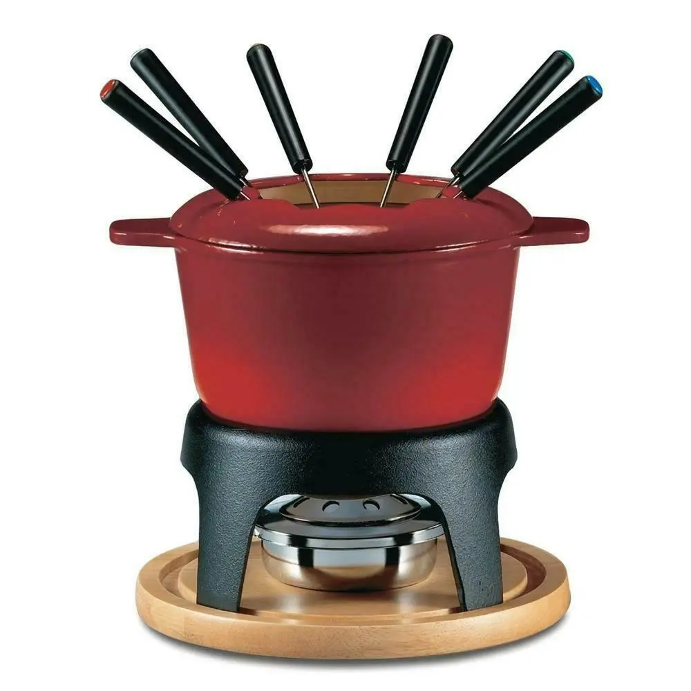 Swissmar Sierra 11pc Fondue Set Cherry Red + Swiss Fire Gel 88ml Set of 3