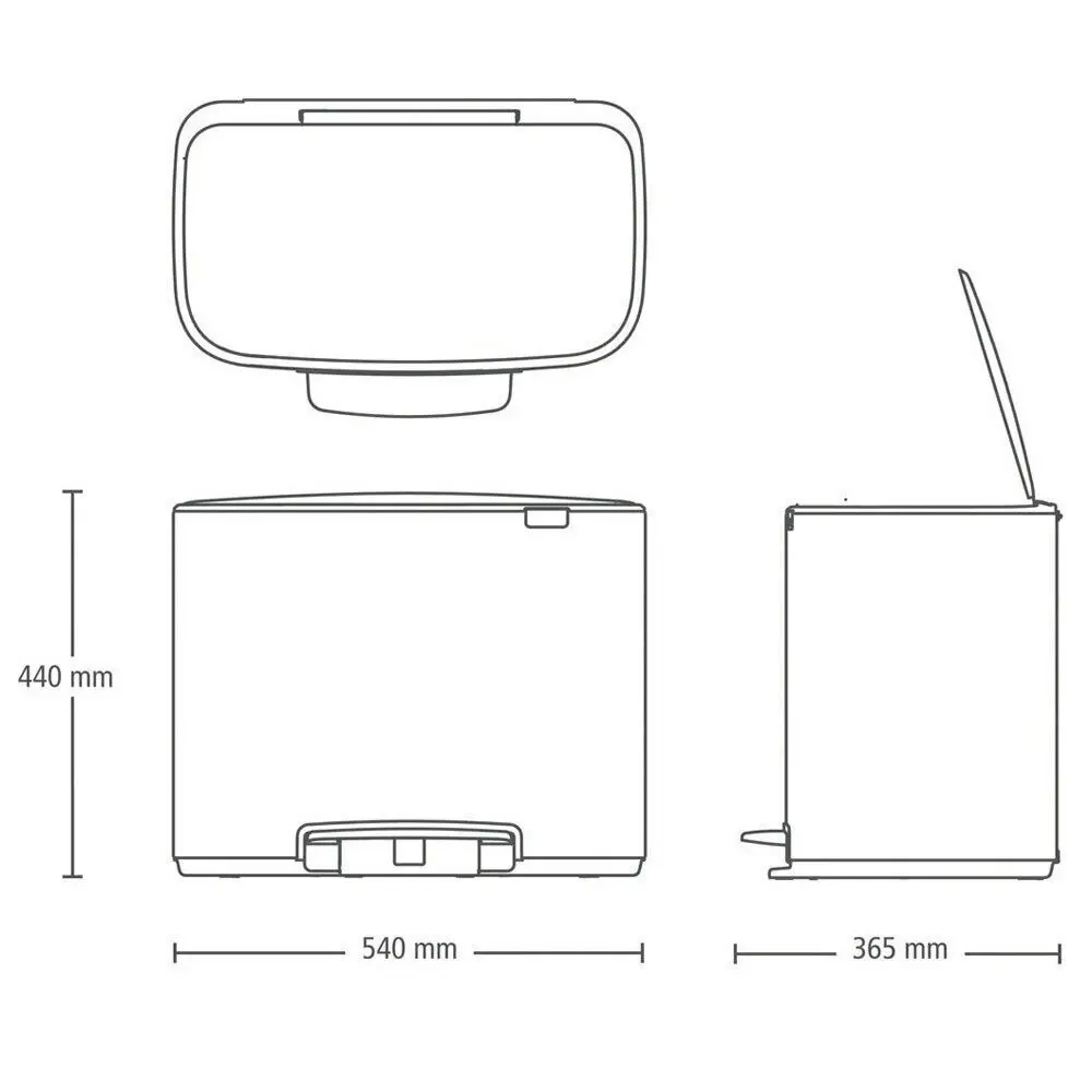 Brabantia Bo Pedal Rubbish Garbage Bin 11 / 23 Litre | 54cm | Matt Black