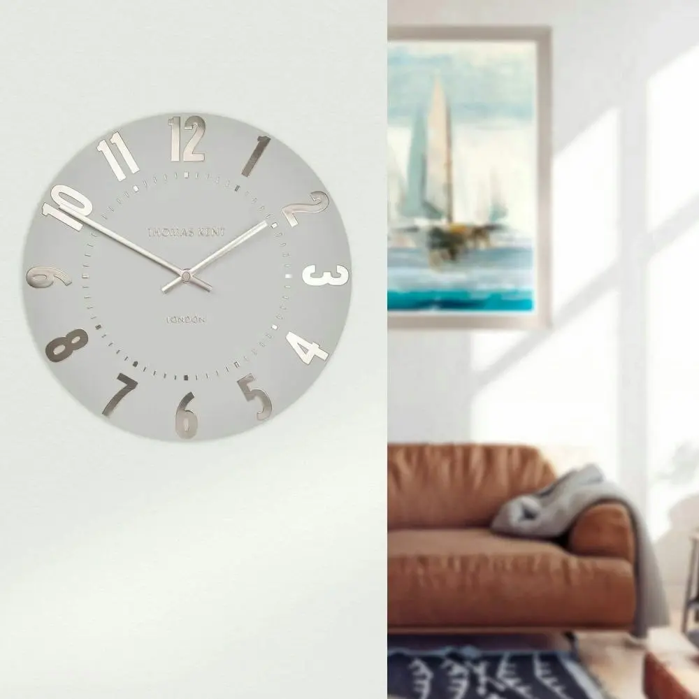 Thomas Kent 30cm Mulberry Arabic Wall Clock | Silver Cloud Grey