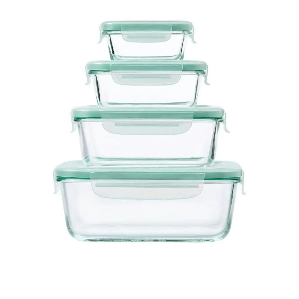 OXO Good Grips 8pc Smart Seal Air Tight Rectangle Glass Container Set 8 Piece