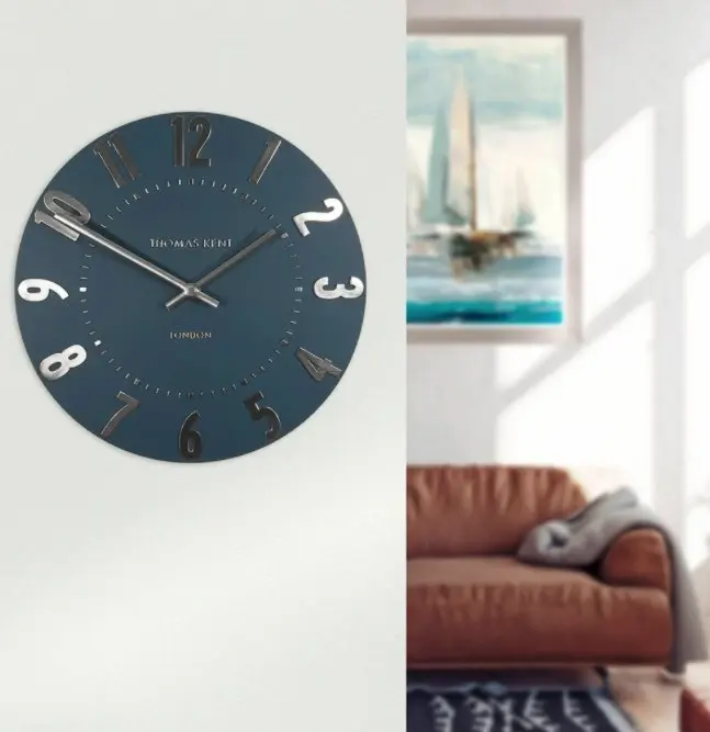 New Thomas Kent Mulberry Arabic Wall Clock 30cm Midnight Blue