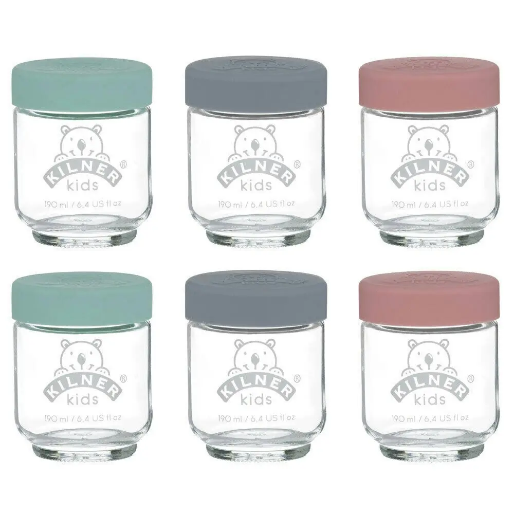 Kilner Kids 12pc Glass Jar Canister Baby Food Storage Set W/ Lid 190ml