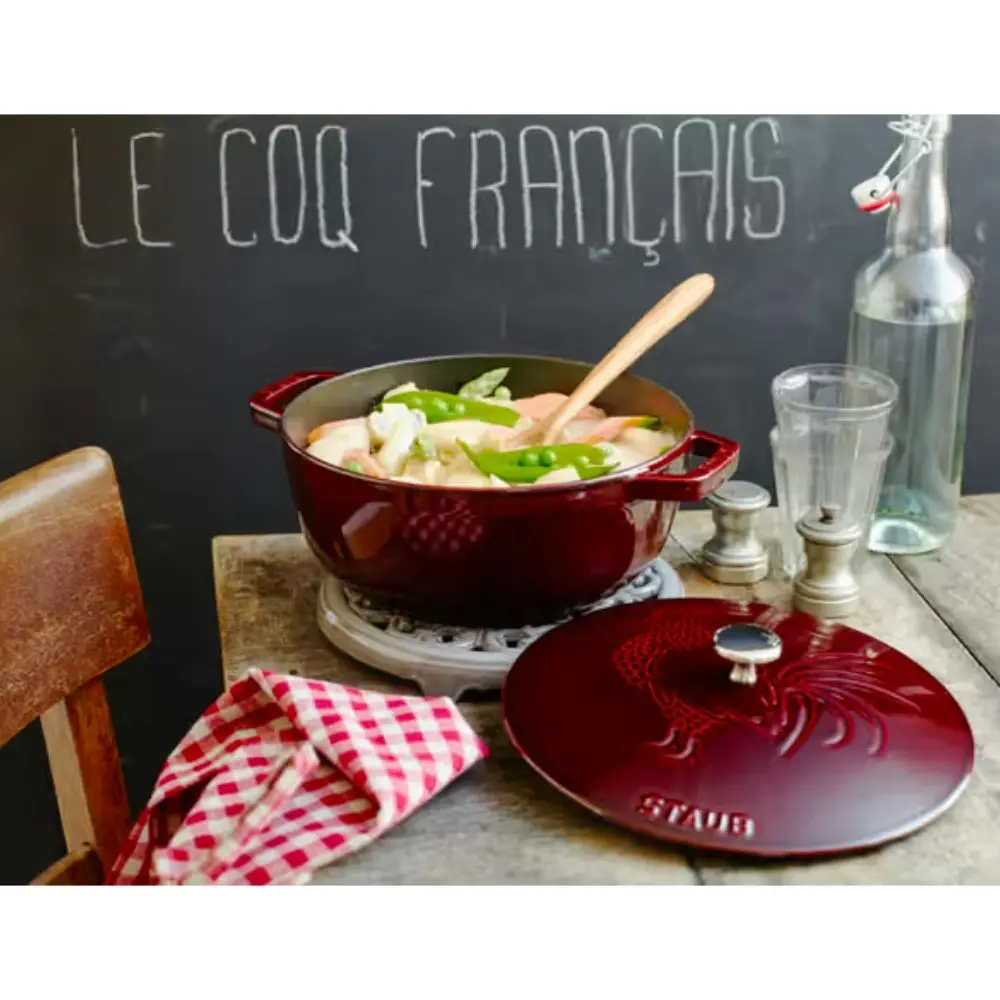 Staub Enamelled Cast Iron French Rooster Cocotte 34cm / 3.6L | Grenadine