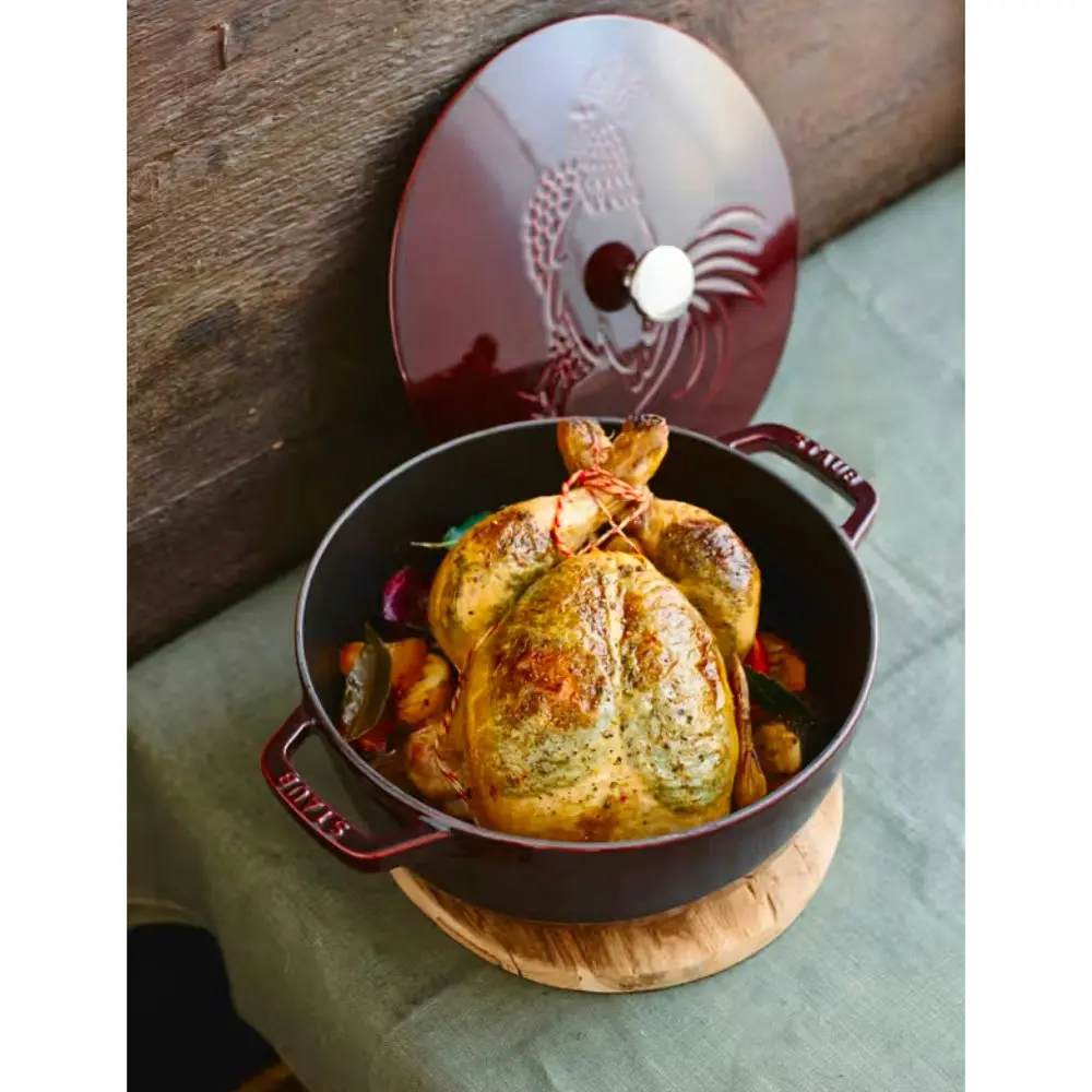 Staub Enamelled Cast Iron French Rooster Cocotte 34cm / 3.6L | Grenadine