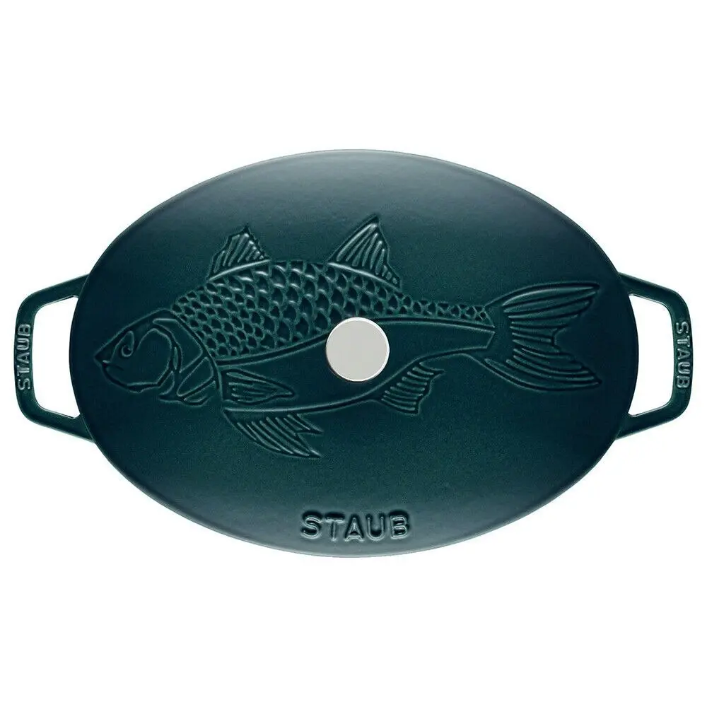 Staub Enamelled Cast Iron La Mer Oval Fish Dish 32cm | Blue