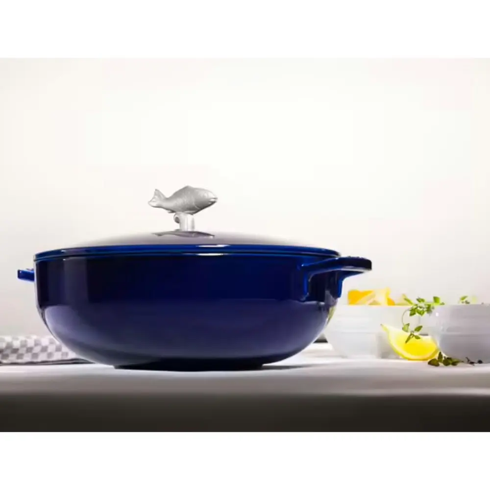 Staub Enamelled Cast Iron Bouillabaisse Pot 28cm / 4.65L | Marine Blue