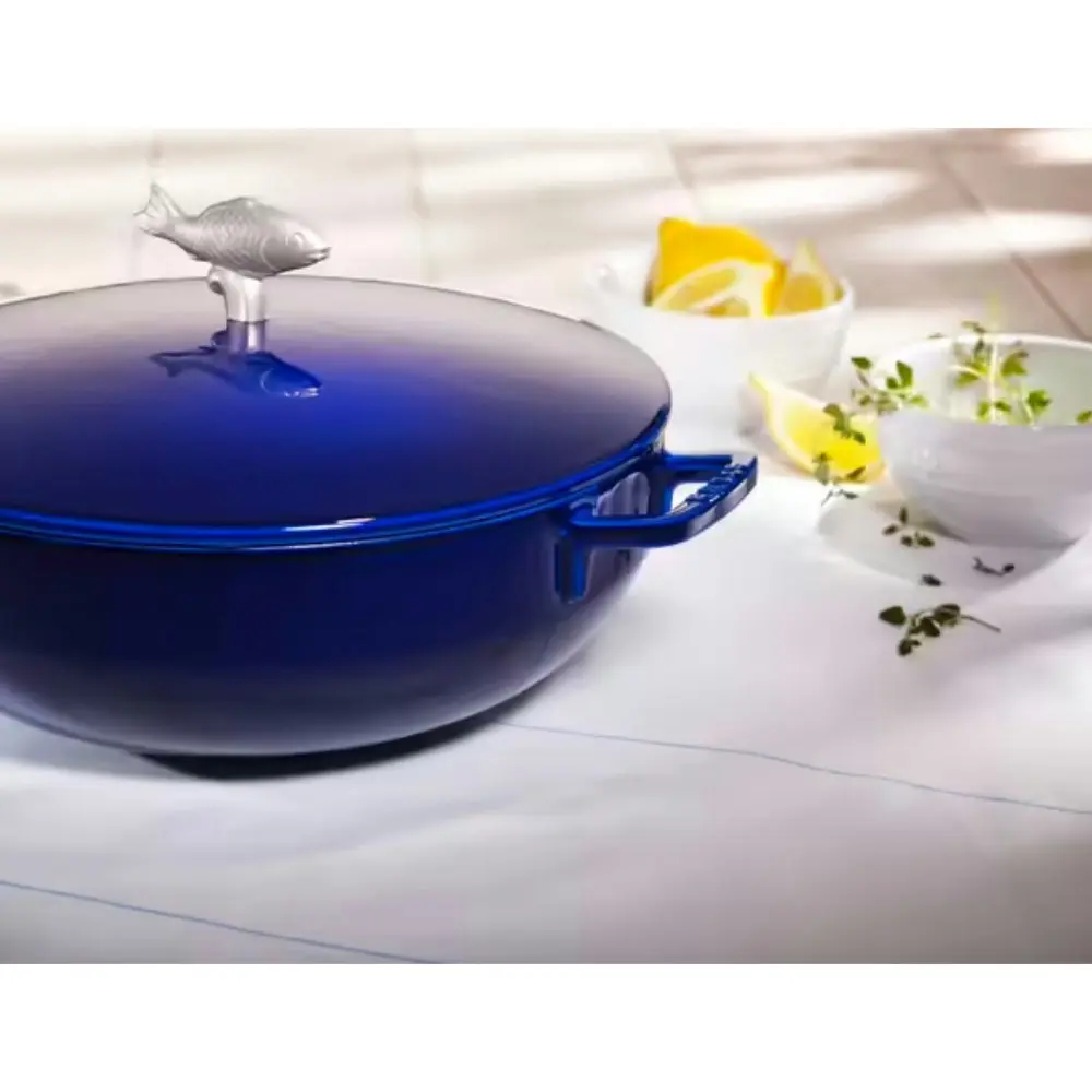 Staub Enamelled Cast Iron Bouillabaisse Pot 28cm / 4.65L | Marine Blue