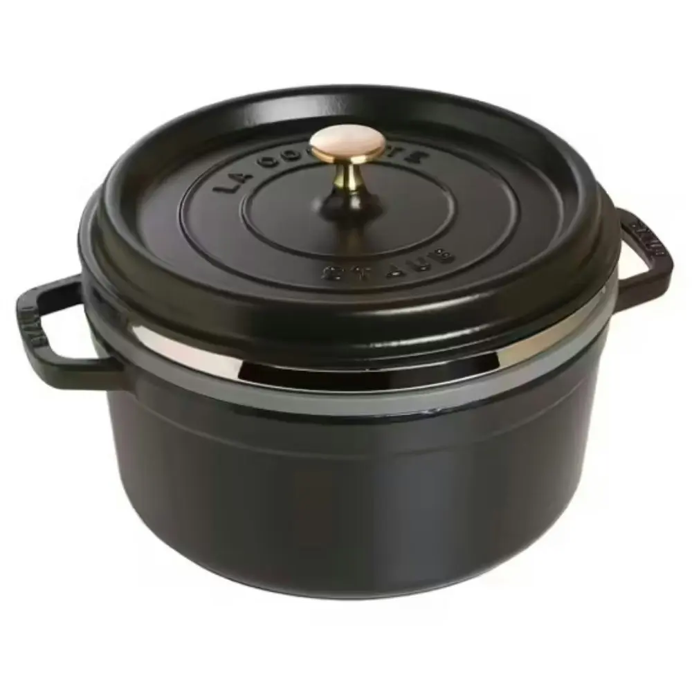 Staub Round Cast Iron Cocotte with Steamer 26cm | Black