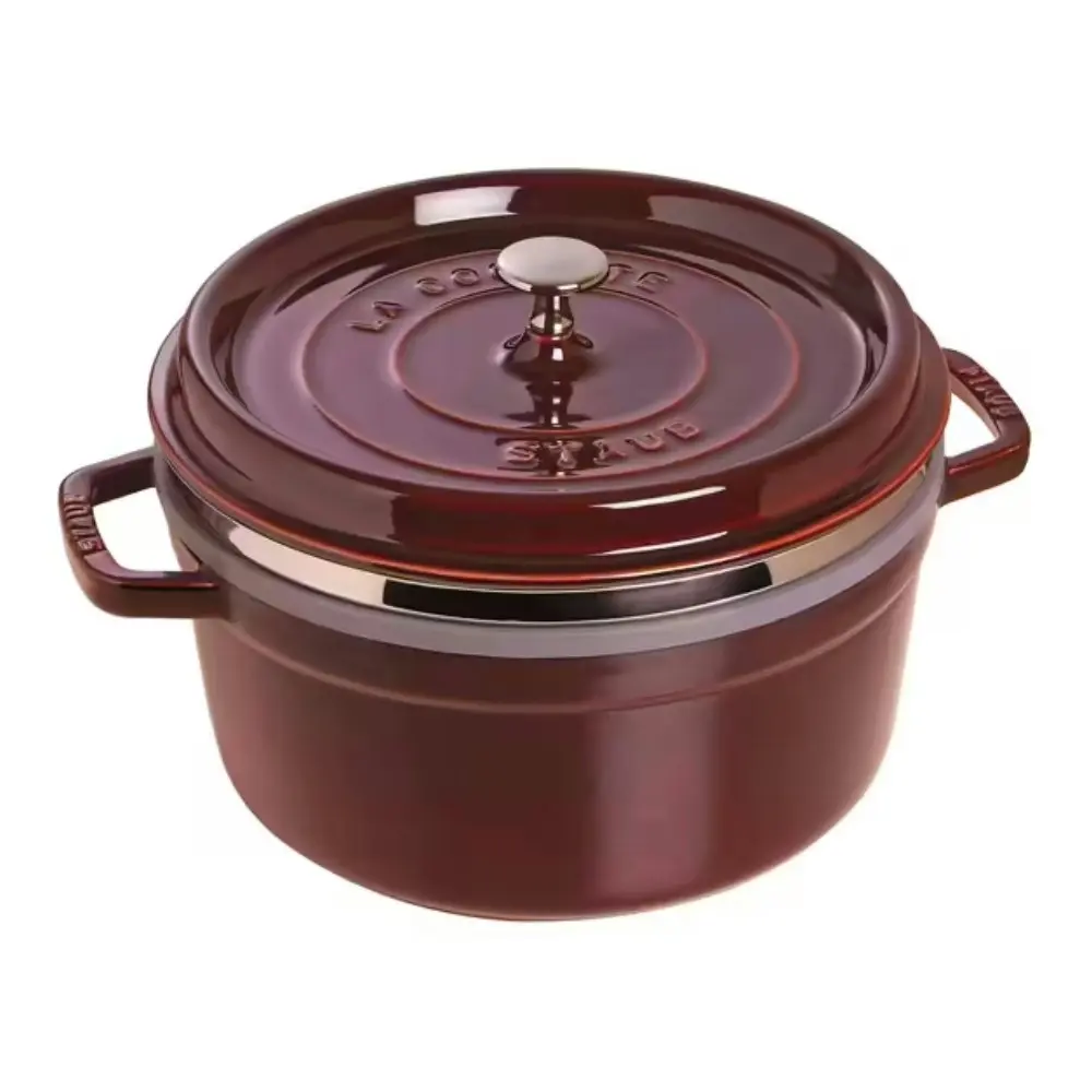 Staub Round Cast Iron Cocotte with Steamer 26cm | Grenadine