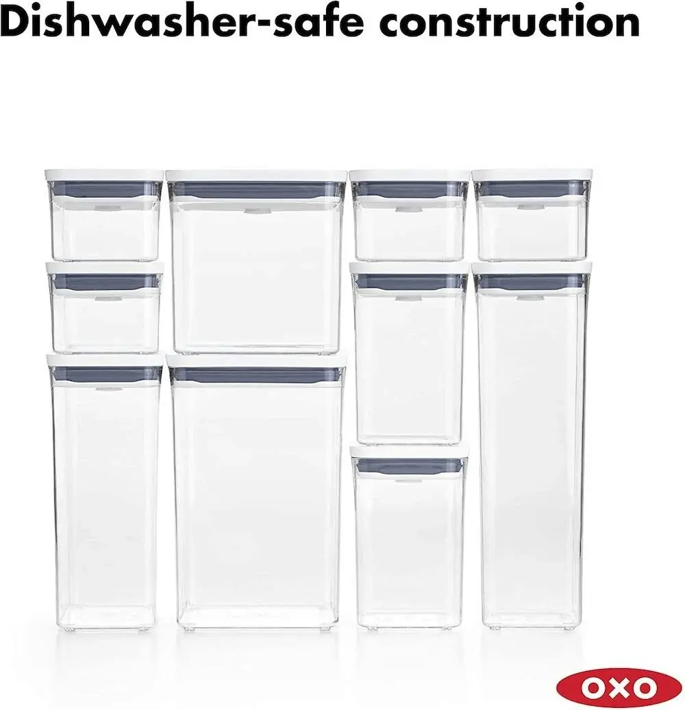 2 x OXO 2.6L POP 2.0 CONTAINER 2600ml AIR TIGHT BIG SQUARE SHORT