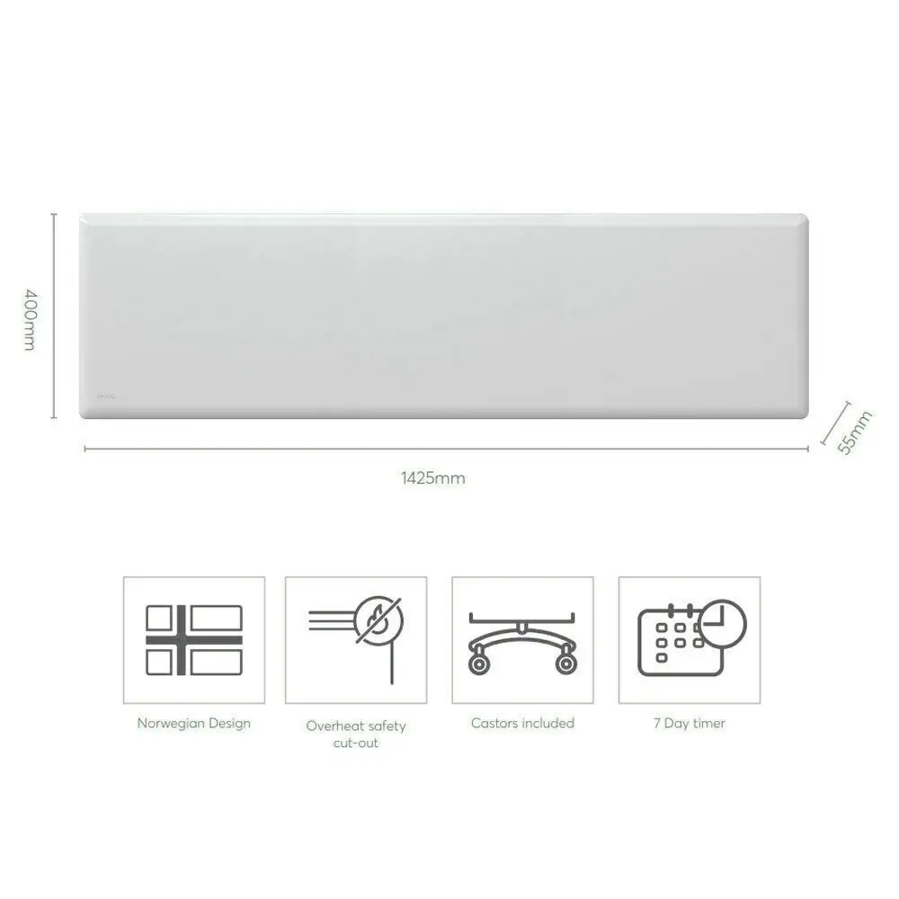 Nobo 2400w Olso Electric Panel Heater W/ Timer Slim Wall Mount Ntl4t24 Fs40