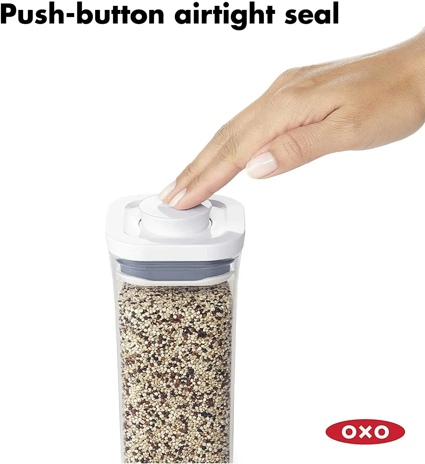 2 x OXO 1.6L POP 2.0 CONTAINER 1600ml AIR TIGHT RECTANGLE SHORT