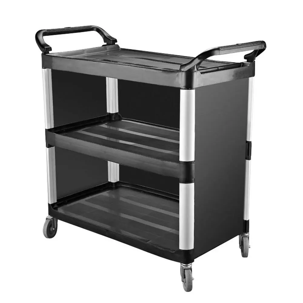 Caterrax Utility Trolley Black Plastic 3 Shelves 845 x 430 x 950mm