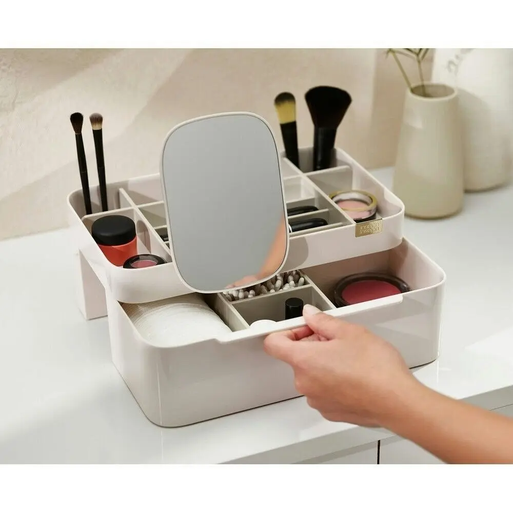 Joseph Joseph Viva Large Cosmetic Organiser with Removable Mirror | Shell