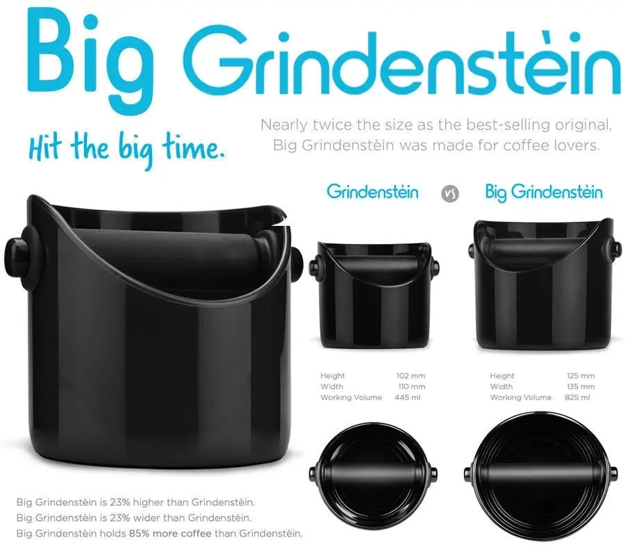 Dreamfarm Grindenstein 85% Big Larger Coffee Knock Box Grinds Tamper Waste Bin Black