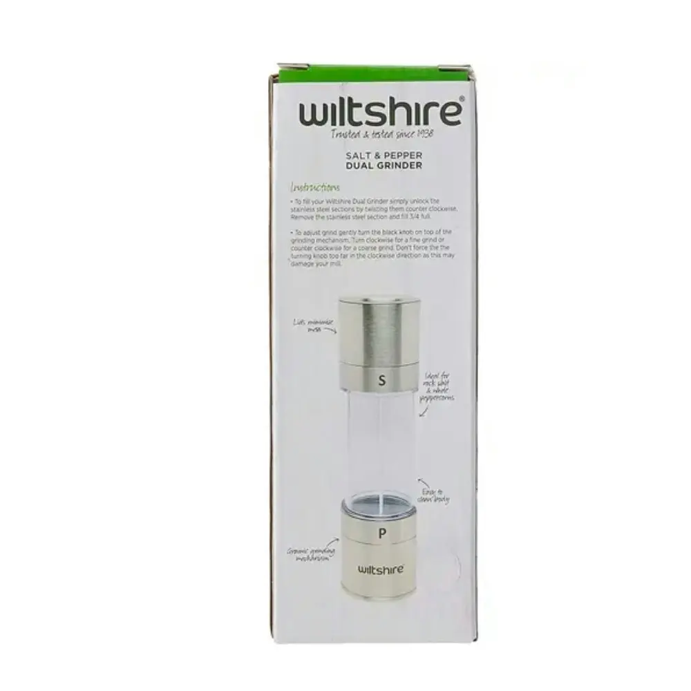 Wiltshire 19cm Dual Manual Salt & Pepper Mill - Silver