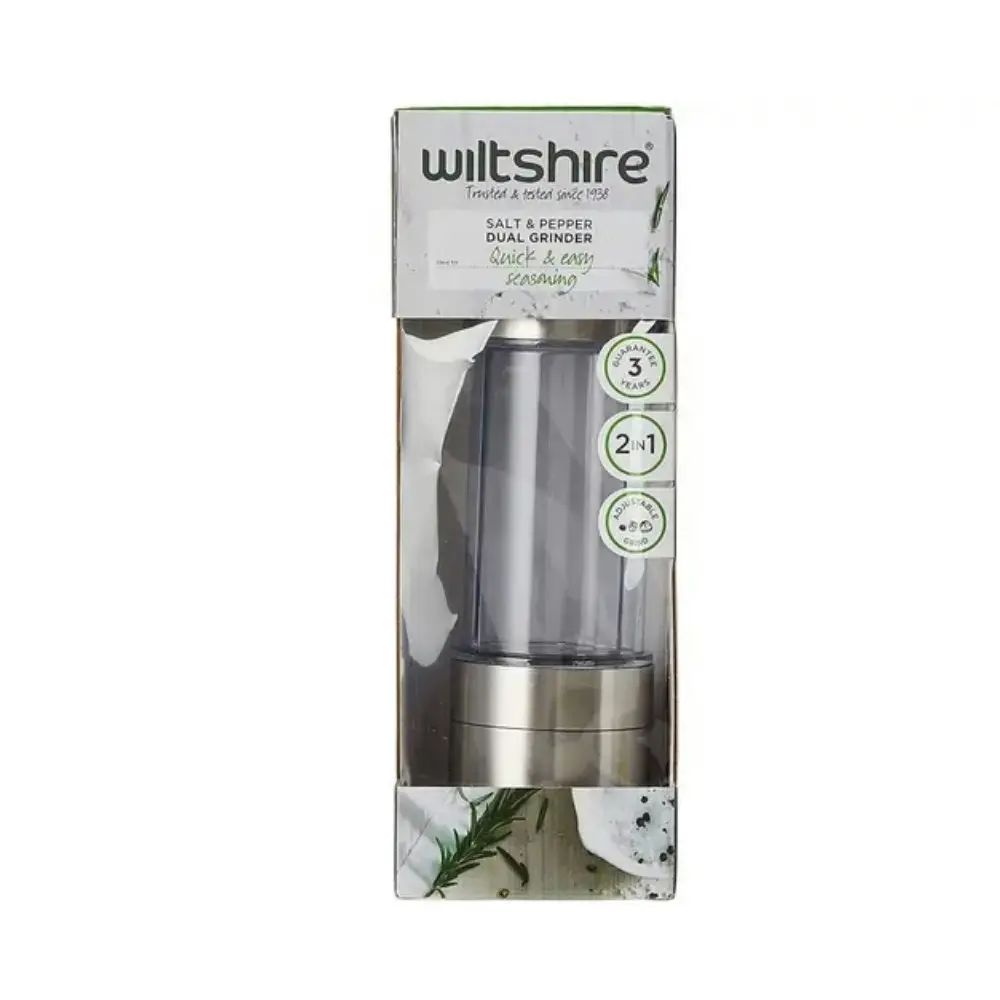 Wiltshire 19cm Dual Manual Salt & Pepper Mill - Silver