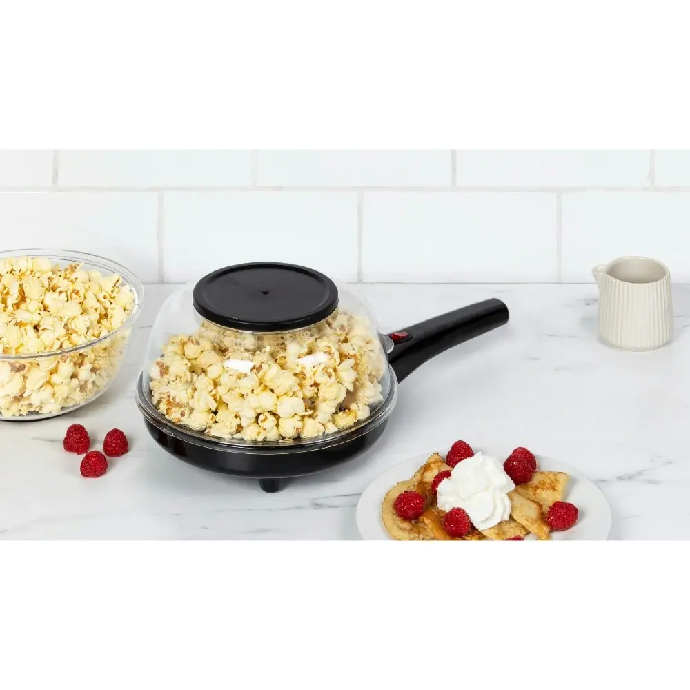 Davis & Waddell Electric 2 in 1 Crepe & Popcorn Maker Black / Clear