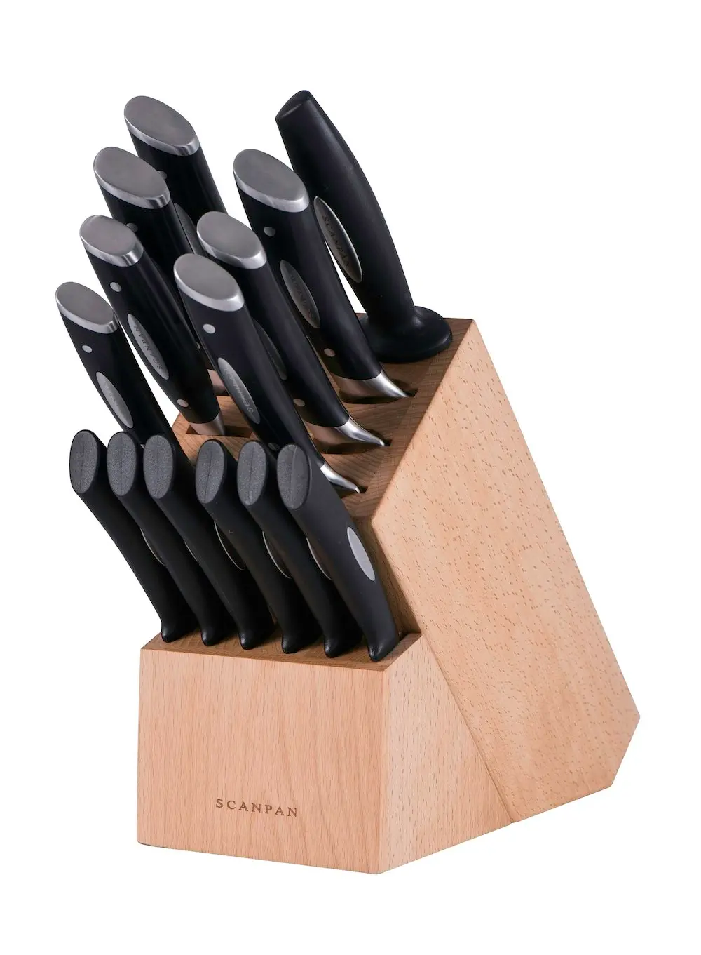 Scanpan Classic 15 piece Oak 15pc Knife Block Set  + Sharpener