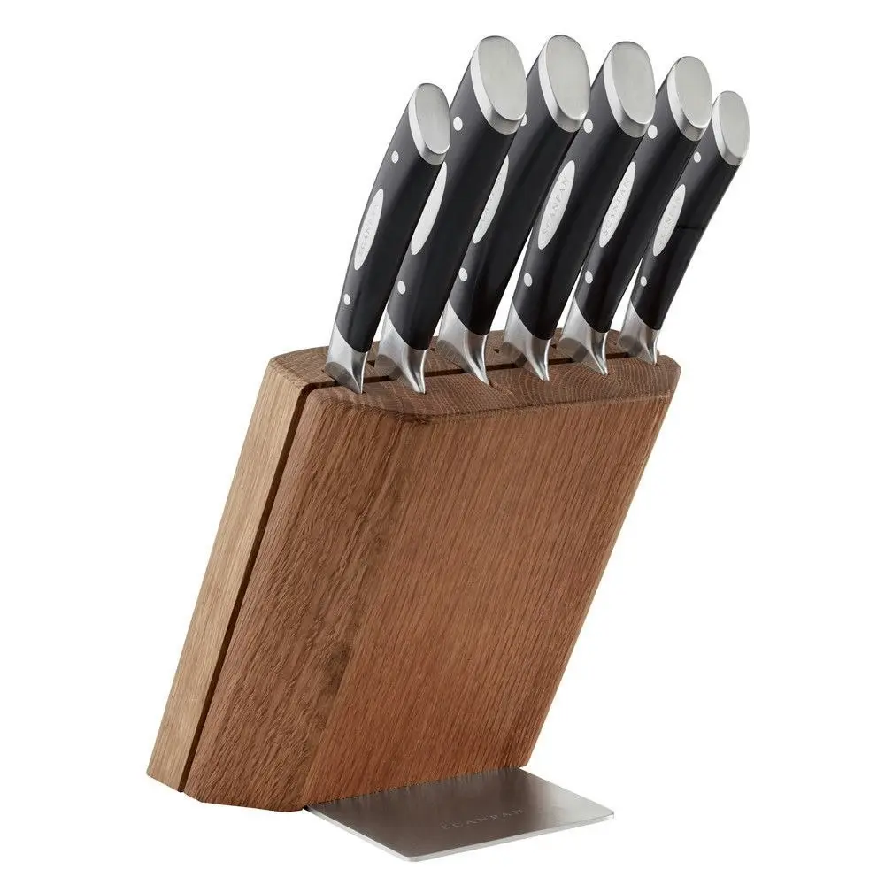 Scanpan Classic 7 piece Oak 7pc Knife Block Set 18185 + Sharpener