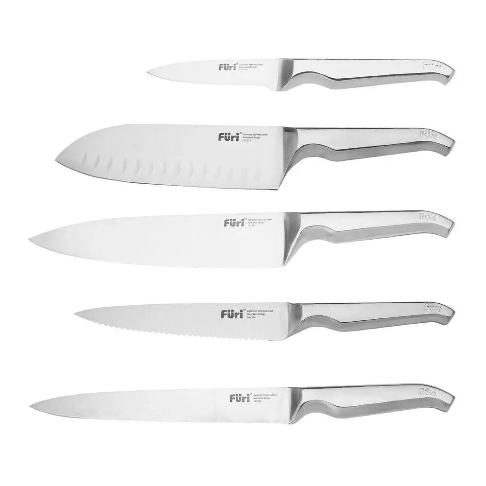 Furi Pro Stainless Steel 7pc Knife Block Set | 7 Piece Japanese Stainless Steel