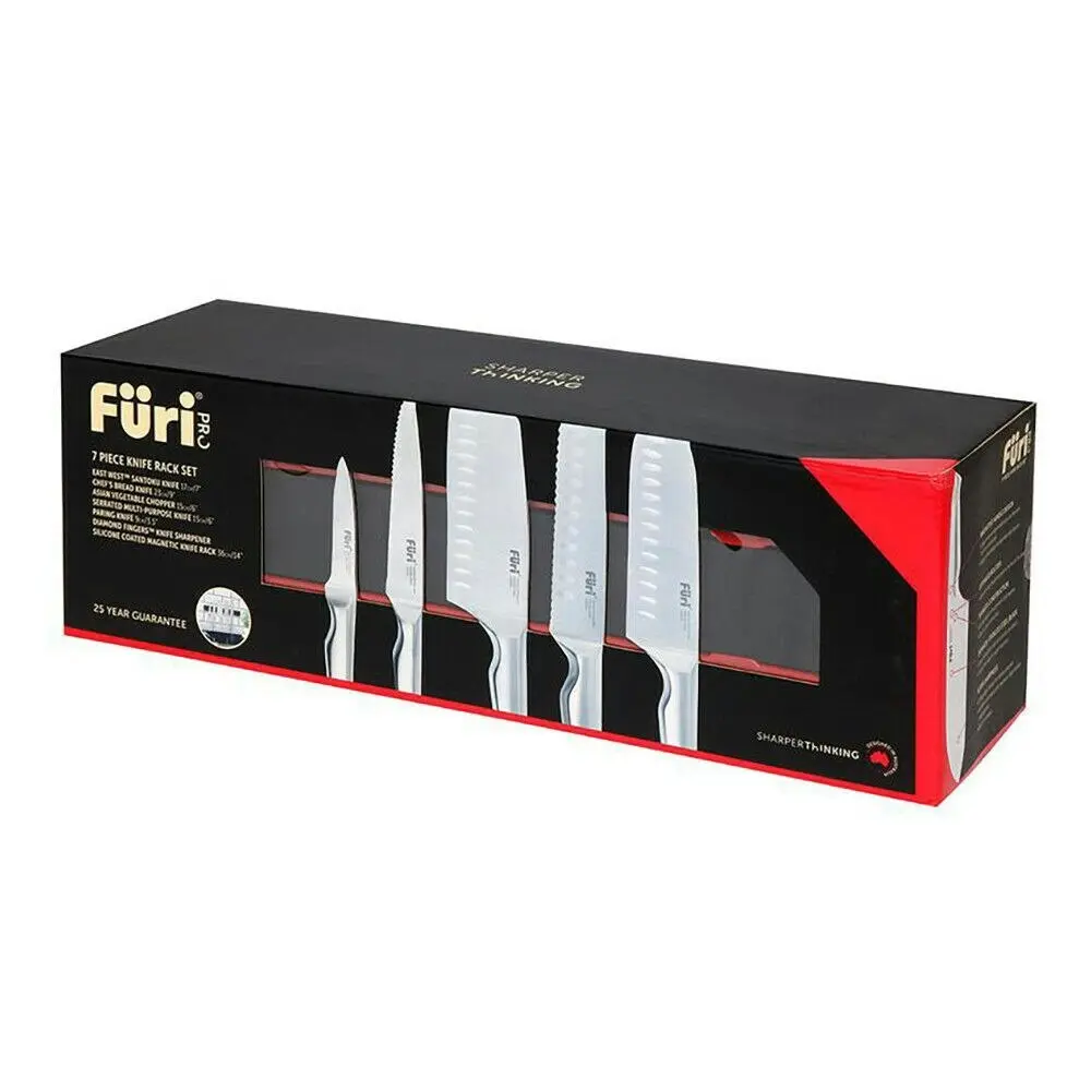 Furi Pro 7pc Magnetic Knife Rack Set & Diamond Sharpener - 7 Piece