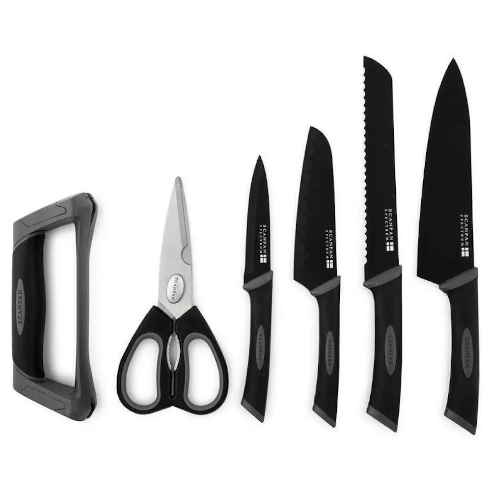 Scanpan Spectrum 6pc Uni Block Set 6 Piece Black | Shears Knives Sharpener