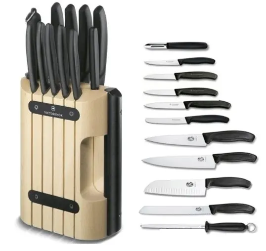 Victorinox 11 Piece Classic Cutlery Block Set | 11pc Beechwood/Black