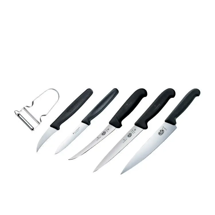 Victorinox 7pc Apprentice Hospitality Knife Set Chef Black Knife Roll Knives Cooks