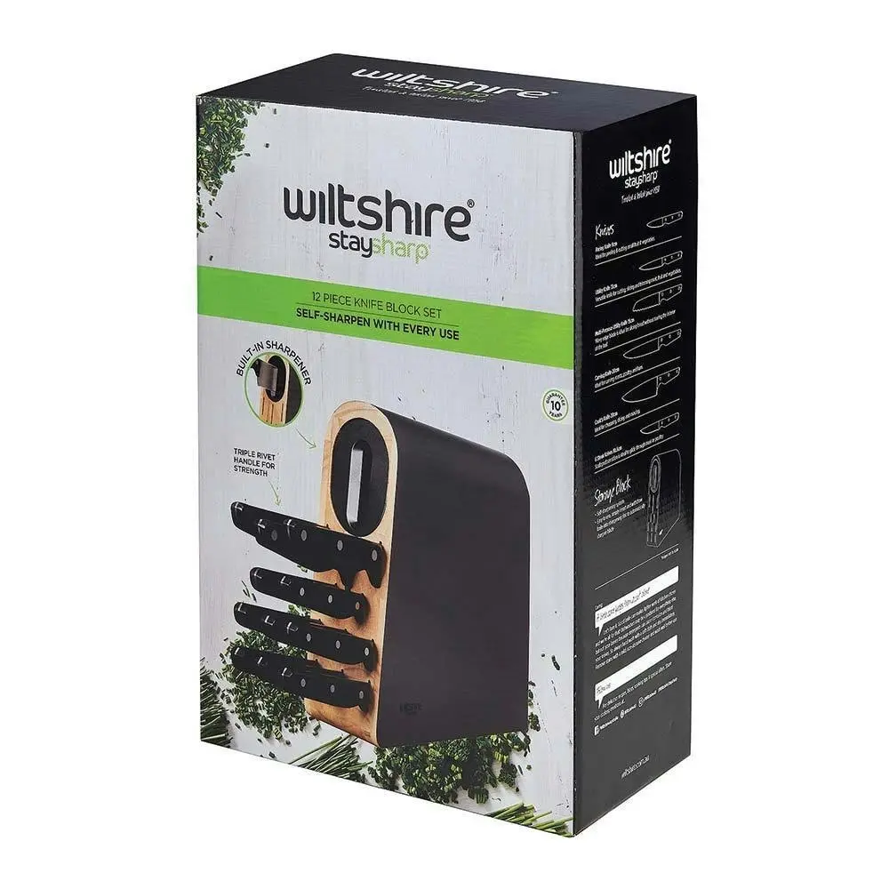 Wiltshire Staysharp 12 Piece Knife Block Triple River Knives 12pc