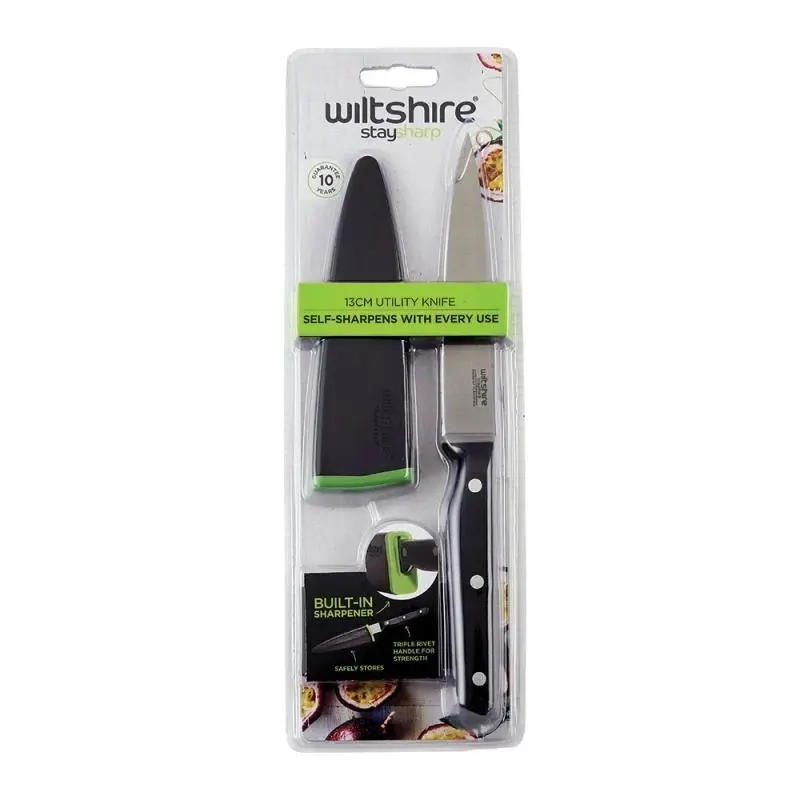 Wiltshire Staysharp Triple Rivet Utility Knife 13cm with Sharpener