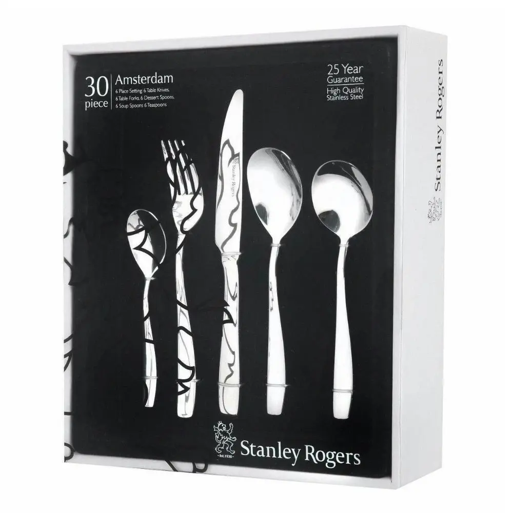 Stanley Rogers Amsterdam 30 Piece Cutlery Set | Stainless Steel 30pc