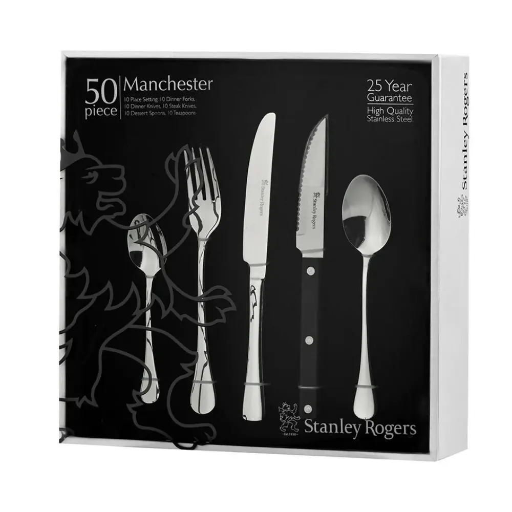 Stanley Rogers 50 Piece Manchester Stainless Steel Cutlery Set 50pc