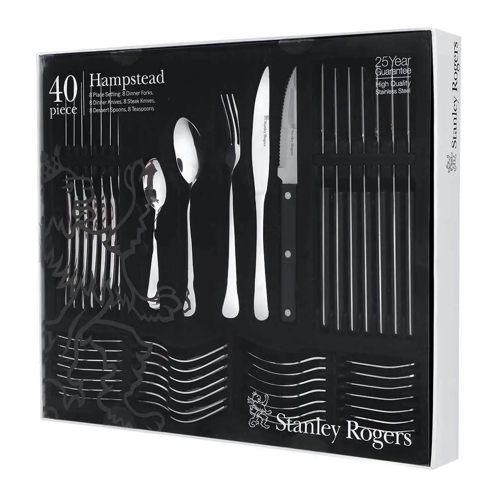 Stanley Rogers Hampstead 40 Piece Cutlery Set with Steak Knives | Stainless 40pc