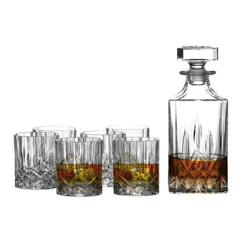 Royal Doulton Seasons Crystalline Whiskey Decanter Set - Decanter + 6 Tumblers