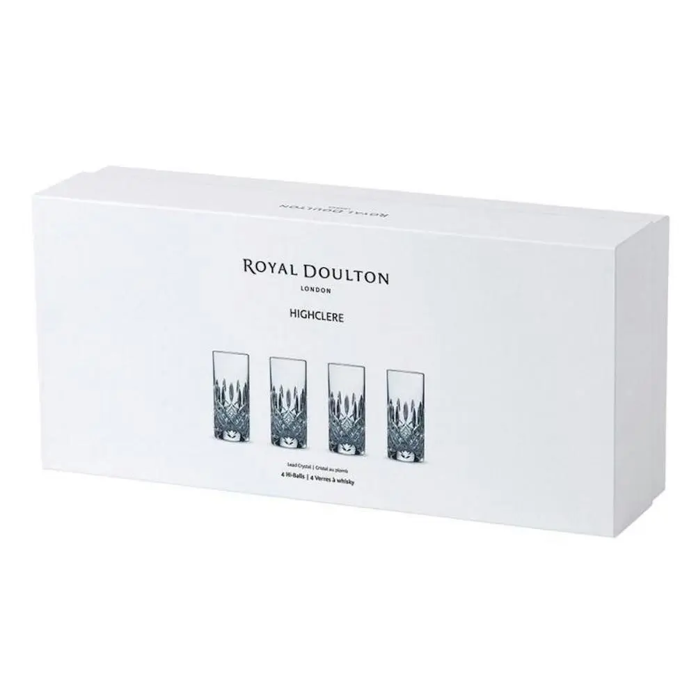 Royal Doulton Highclere Premium Crystal Highball Tumbler 390ml - Set Of 4 Glasses