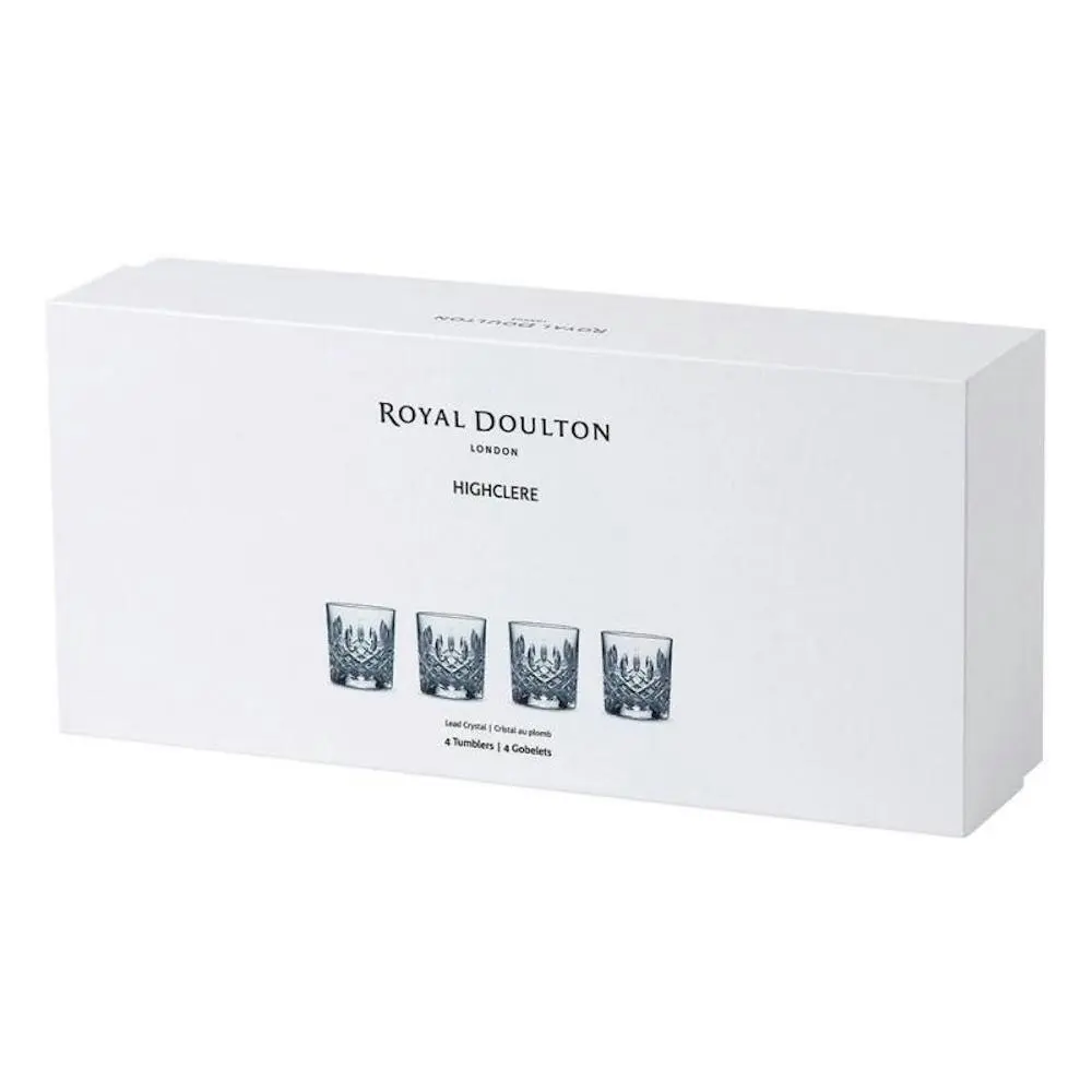 Royal Doulton Highclere Premium Crystal Whiskey Tumbler 300ml - Set Of 4 Glasses