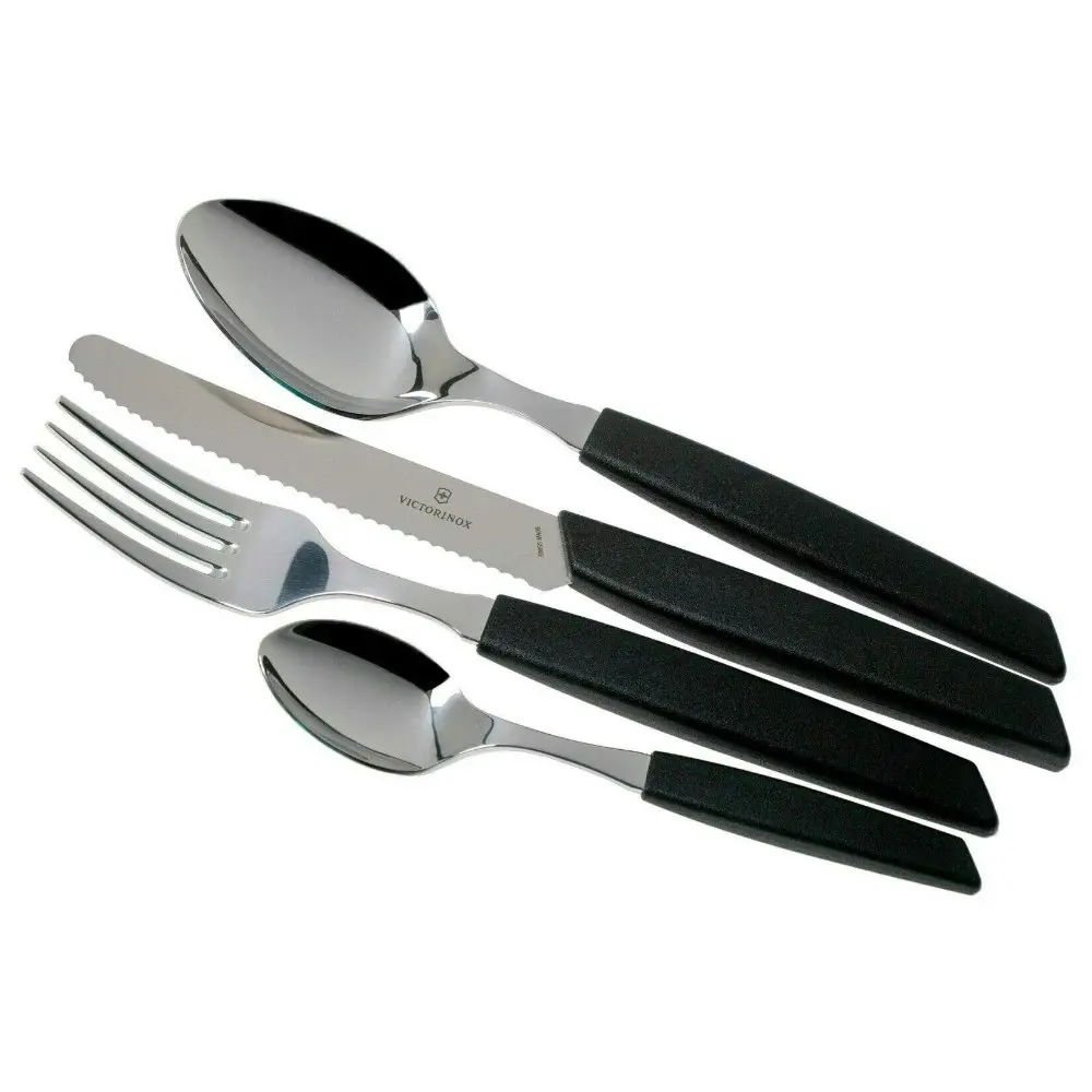 Victorinox 24 Piece Modern Table Cutlery Set of 24pc Black