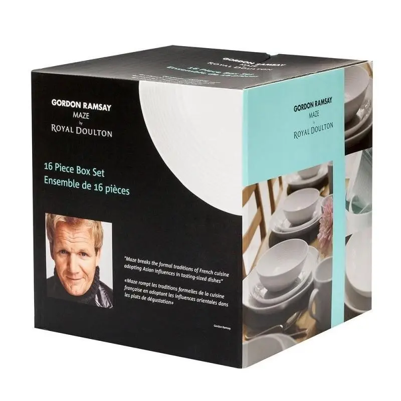 Royal Doulton Gordon Ramsay 16pc Dinner Stoneware Set of 16 | Maze White