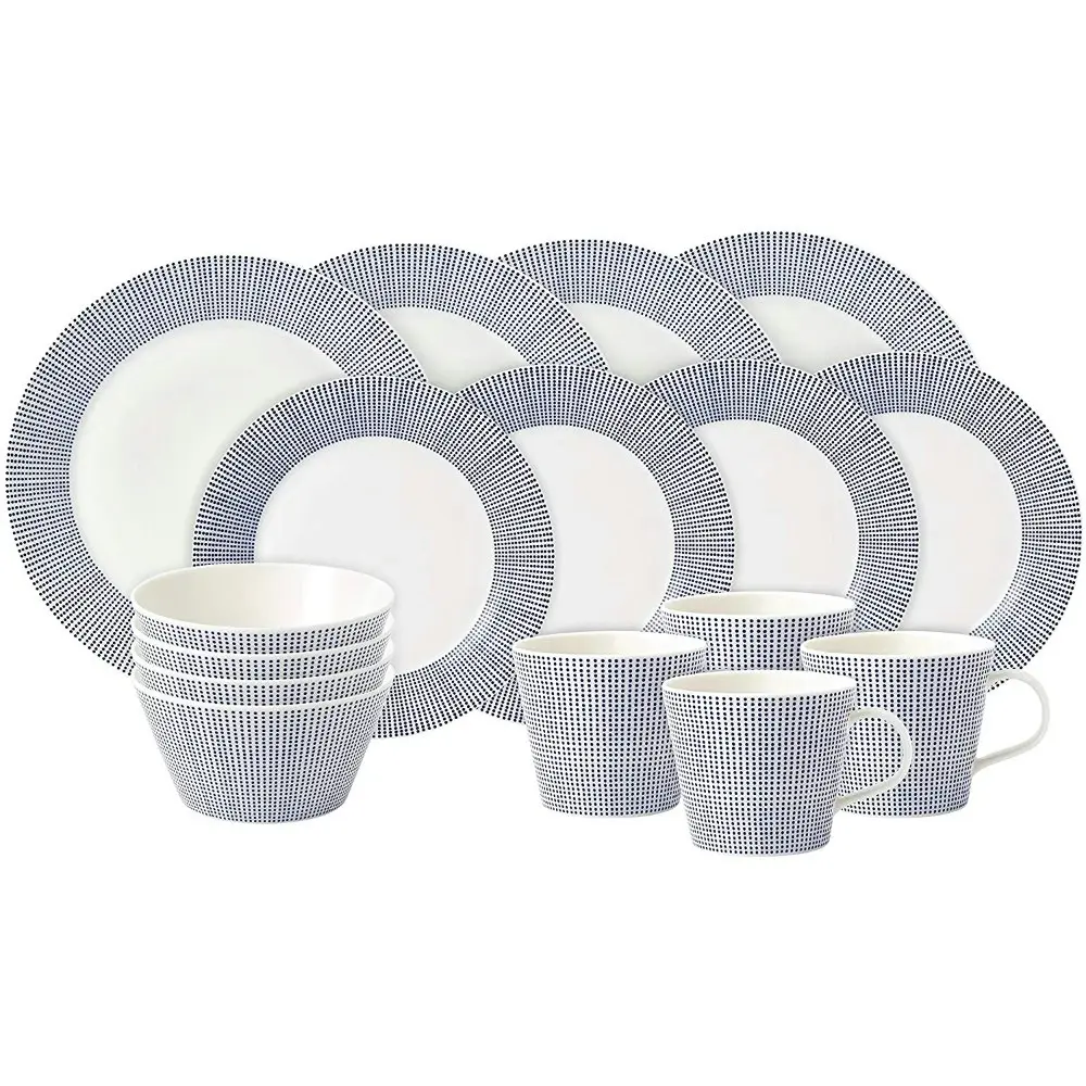 Royal Doulton 16pc Pacific Blue Dots Dinner | Set of 16