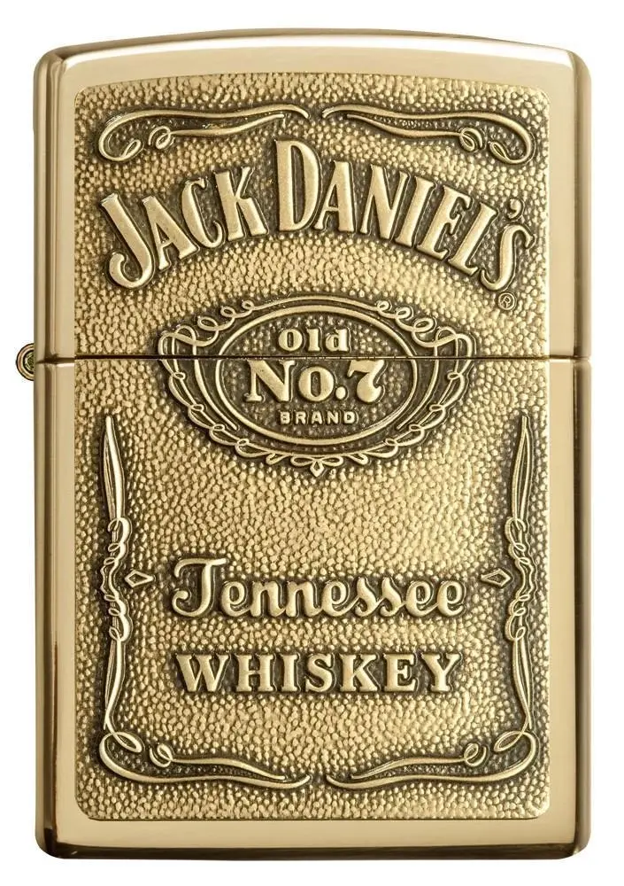 Zippo Jack Daniel's Label Brass Chip Lighter - High Polished Brass