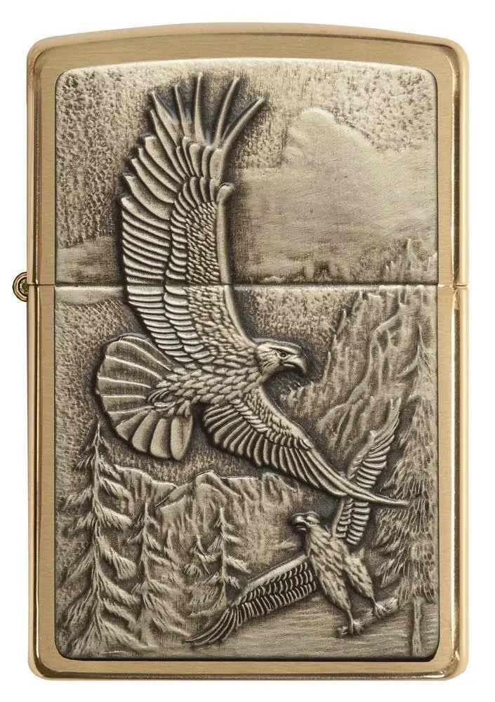 Zippo Where Eagles Dare Brushed Brass Lighter