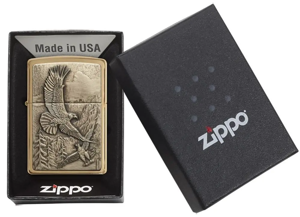 Zippo Where Eagles Dare Brushed Brass Lighter