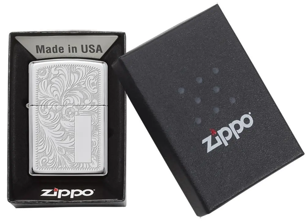 Zippo Venetian - High Polished Chrome Lighter