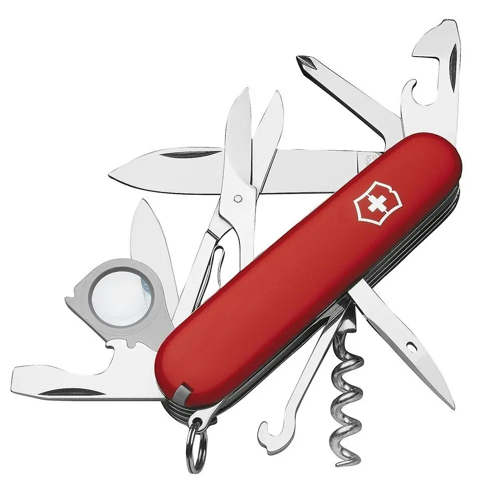 Victorinox Explorer Swiss Army Knife Red + Leather Pouch Bundle