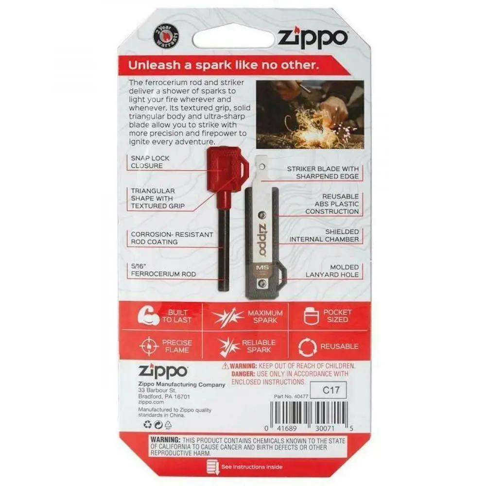 Zippo Mag Strike Outdoor Fire Starter | Textured Grip | Corrosion Resistant