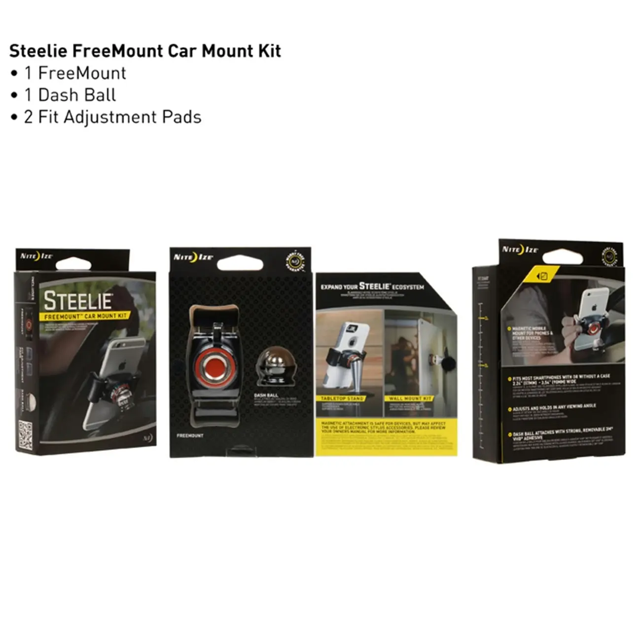 Nite Ize Steelie FreeMount Dash Kit Car Mount Phone Kit Holder