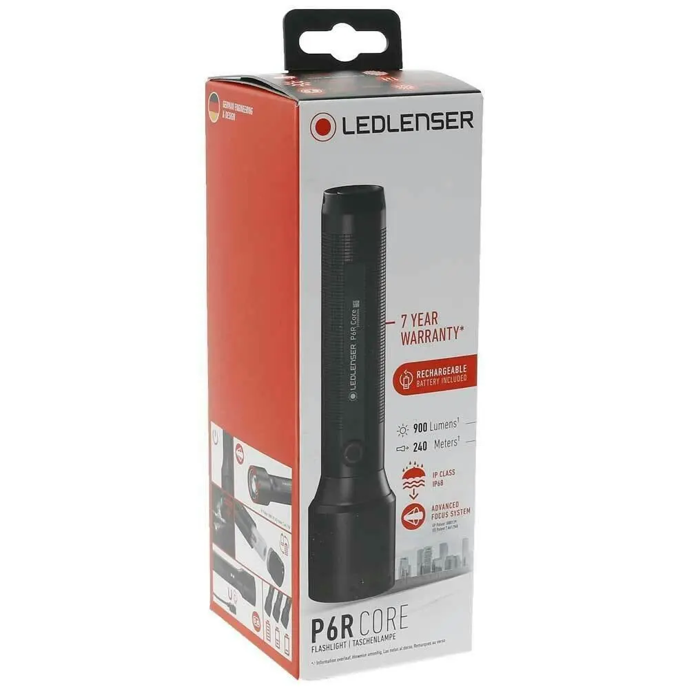 Led Lenser P6R Core Rechargeable Focusable Torch Flashlight | 900 Lumen