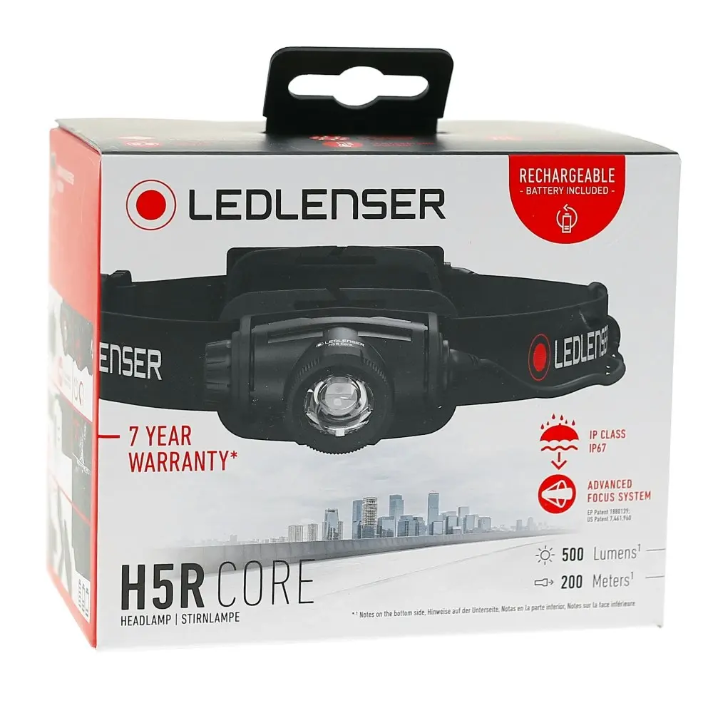 Led Lenser H5R Core Rechargeable Focusable Flashlight Head Torch | 500 Lumen