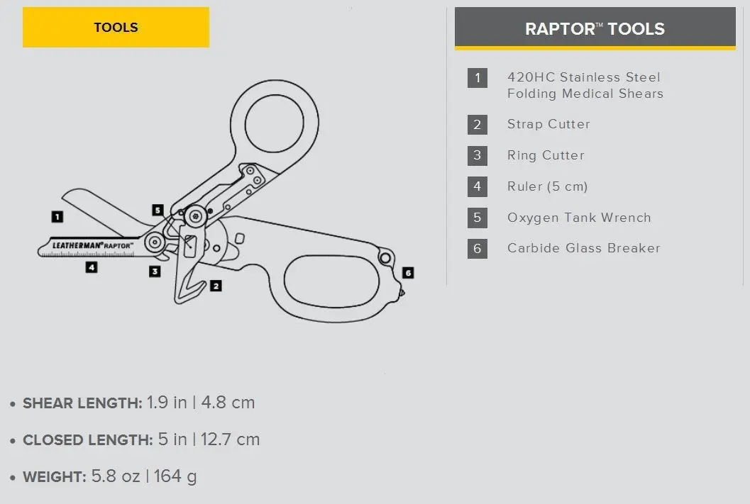 Leatherman Raptor Multi Tool Folding Shears & Holster Medical Emergency | Orange